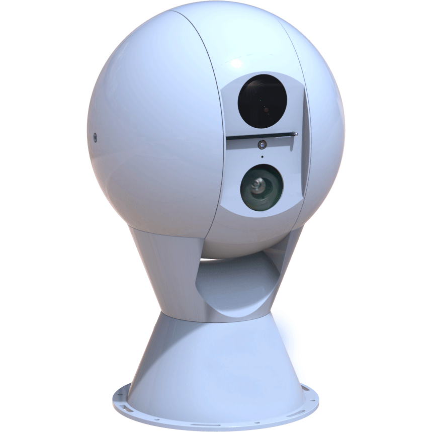 JSA-8TSOAX500TH系列抗风球热成像转台双光谱监控摄像机,可内置348或640热成像仪机芯和267~750mm焦距1080P~4K高清一体机